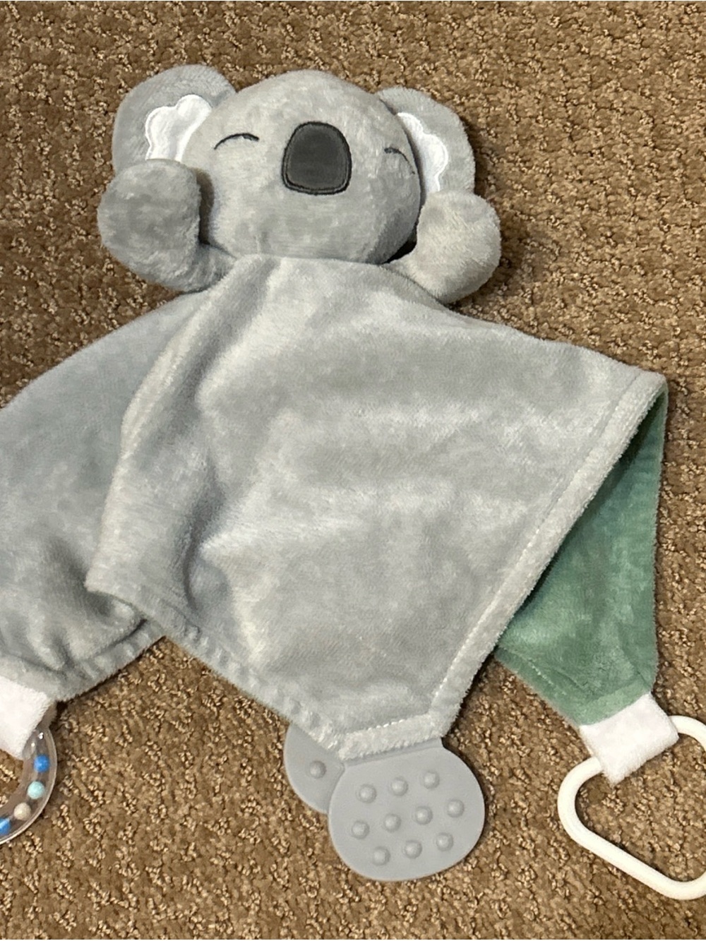 Modern Baby Gray Koala Bear Snuggle Blankie Security Blanket Lovey Teether Toy